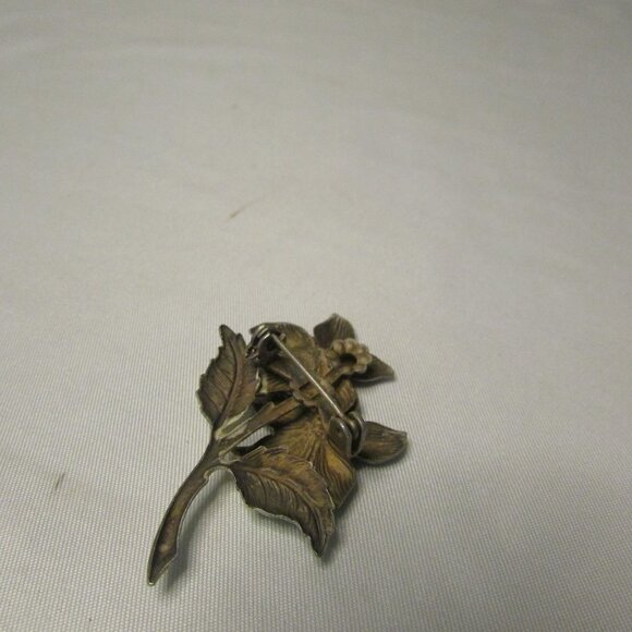 Broach Pin Floral Flower Purple Gray - Picture 6 of 7